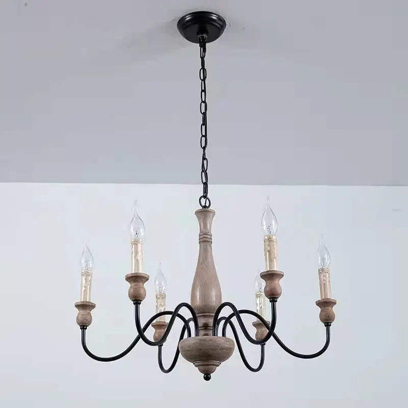 Axyaa Retro Chandelier: Solid Wood Dining Room Lamps for Stylish French Designer Home Decor