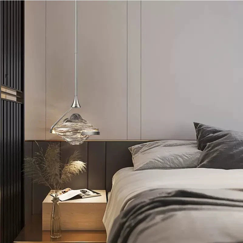Axyaa Modern Glass Pendant Lamp for Bedroom, Study, and Bedside