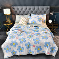 Axyaa Leaf Print Washed Cotton Quilt Air-conditioning Comforter Blanket Bedspread