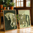 Axyaa Vintage Floral Horse Art Prints - Set of 2