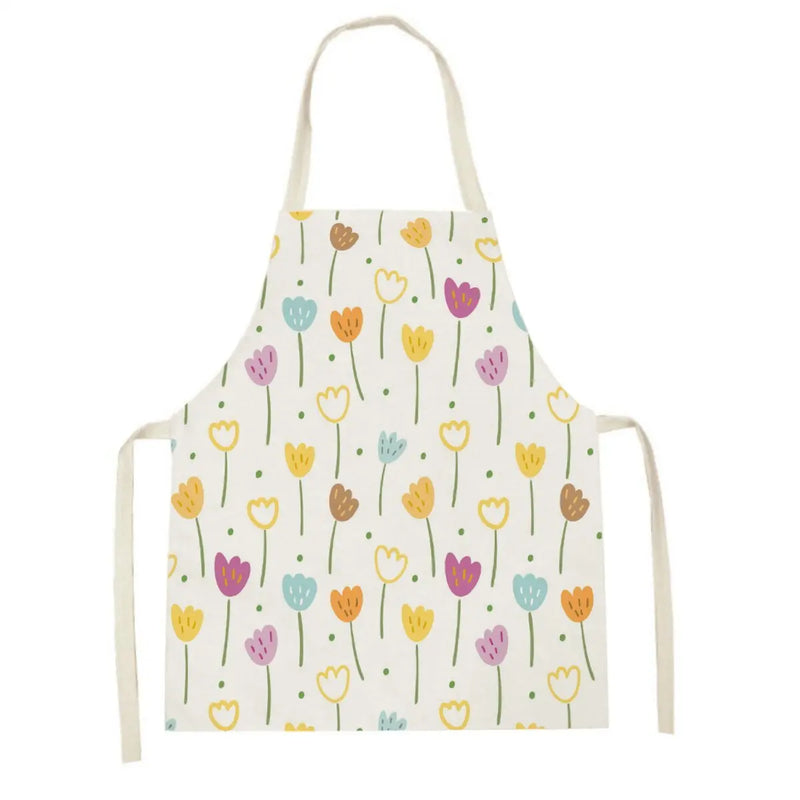 Axyaa Pink Tulip Kitchen Apron for Men and Women - Minimalist Floral Plant Design