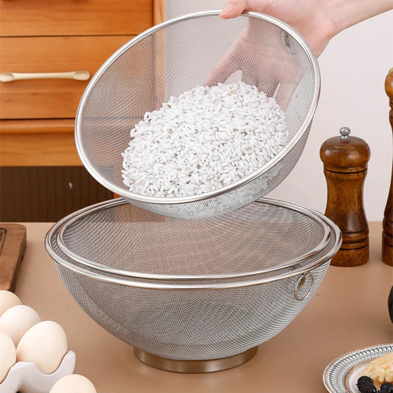 Axyaa Stainless Steel Flour Sieve Colander Basket Kitchen Strainer