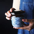 Axyaa Hand-painted Ceramic Rice Bowl with Lid