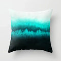 Teal Blue Flower Leaves Pattern Pillow Case for Home Decor by Axyaa