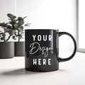 Axyaa Custom Logo Ceramic Coffee Mug 350ml - Black Branded Company Cup Gift
