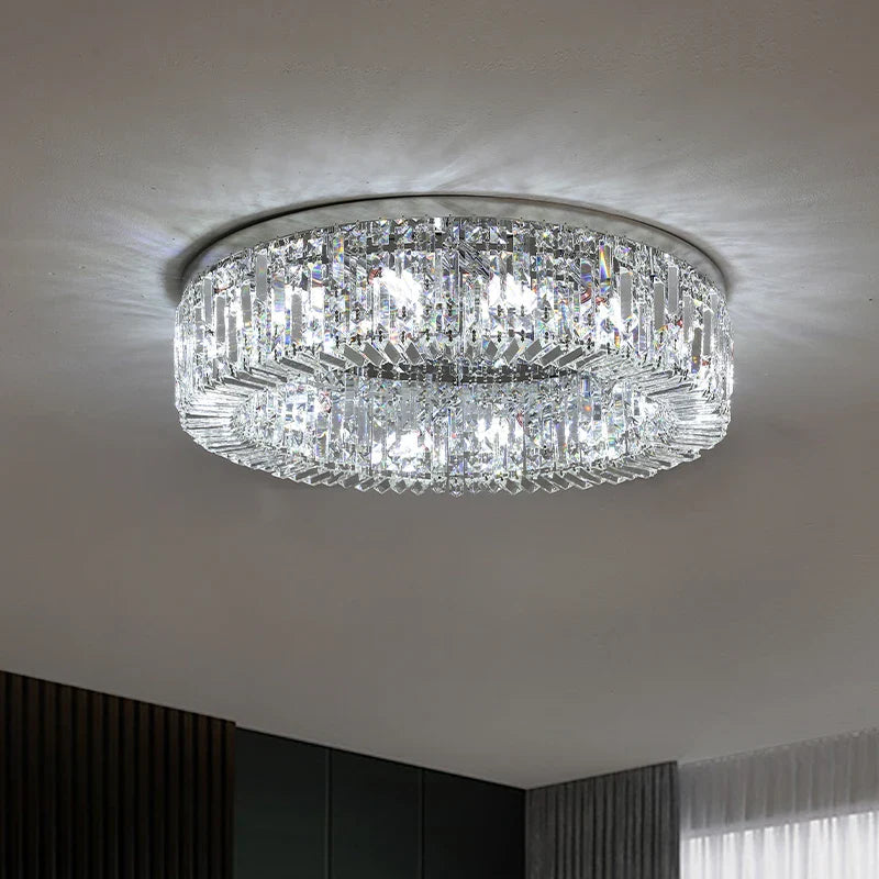 Axyaa Modern Gold Crystal LED Chandelier for Living Room Decor and Lighting