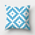 Axyaa Blue Geometric Pattern Cushion Cover for Living Room Sofa Decoration