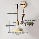 Axyaa Japanese Style LED Wall Light for Bedroom & Restaurant - Wood Pull Chain Switch & Cement Bedside Lamp
