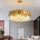 Axyaa Gold Crystal Chandelier - Modern Luxury Large Pendant Ceiling Lamp for Living, Dining, and Bedroom