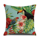 Tropical Birds Linen Pillowcase Set for Decorative Throw Cushions by Axyaa