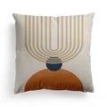 Axyaa Nordic Orange Geometric Flower Print Throw Pillow Cover for Home and Office