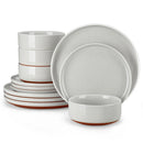 12/24pc Axyaa Sesame Glaze Stoneware Dinnerware Set - 4/6 Plates, Dessert & Bowl