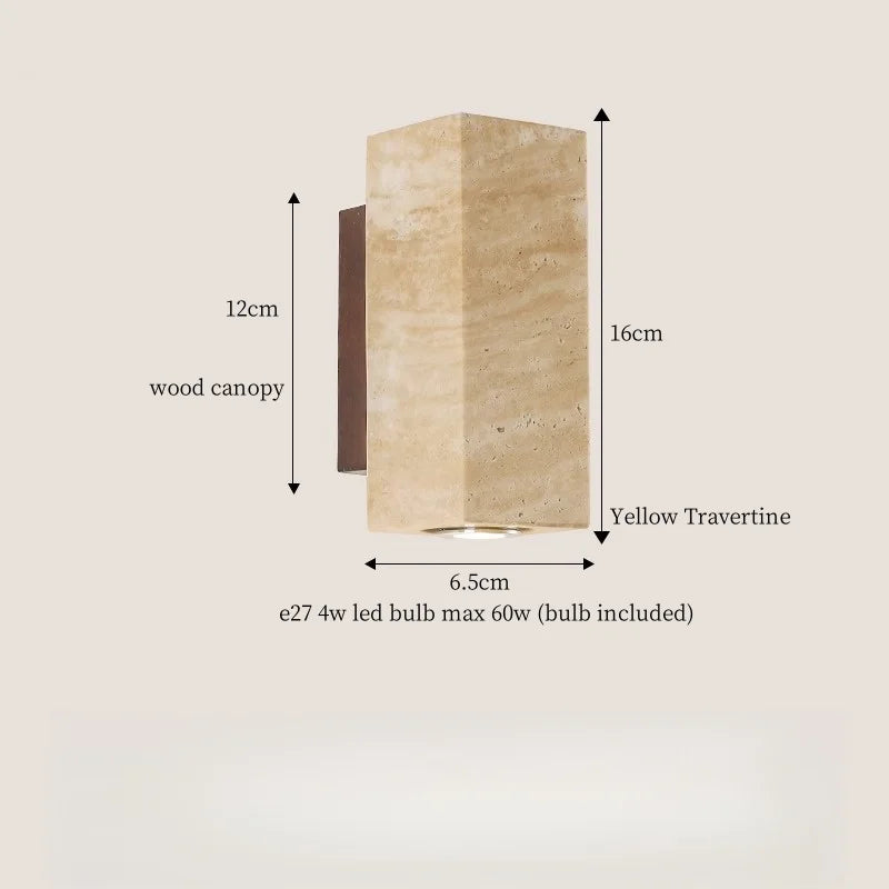 Axyaa Wabi Sabi LED Wall Sconce for Home Lighting in Yellow Travertine