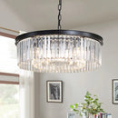 Axyaa Gold Black Metal Crystal Pendant Lights - LED Chain Hanging Fixture