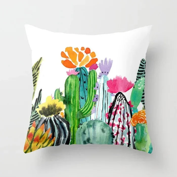 Axyaa Cactus Flower Succulent Plant Pillow Cover - Home Decorative Cushion Cover