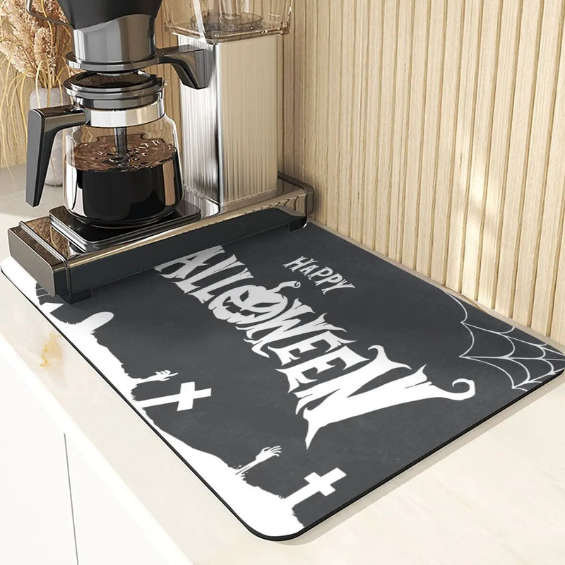 Axyaa Ghost Print Silicone Kitchen Coasters & Dish Mat