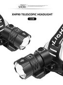 Axya XHP90.2 LED Headlamp: Rechargeable Zoom Head Light, Waterproof Flashlight