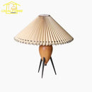 Axyaa Bauhaus Pleated Table Lamp LED E27 Solid Wood Fabric Art Desk Light