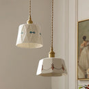 Axyaa White Ceramic LED Pendant Lamp, Luxury Japan Style Hanging Light