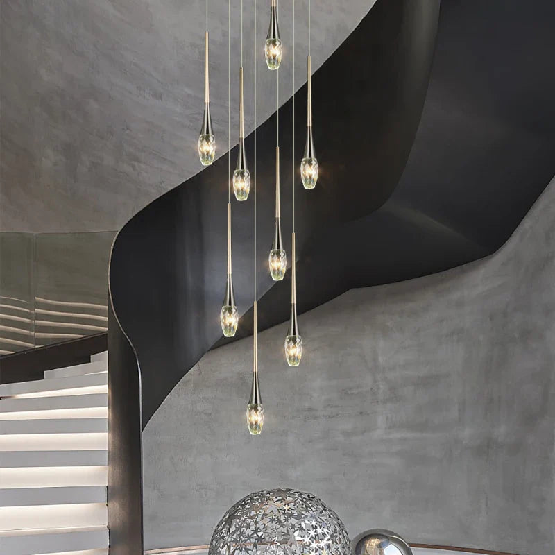 Axyaa Crystal Staircase Chandelier for Living Room, Bars and Restaurants