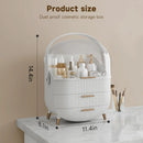 Axyaa Clear Lid Cosmetic Storage Box with 2 Drawers - Large Capacity Skincare Organizer
