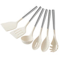 Axyaa Silicone Kitchenware Set: Spatula, Strainer, Spoon, Clip, Utensils - White, 6pcs