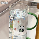 Axyaa Large Glass Measuring Cup with Lid and Handle - Clear Scale Multifunction Mug