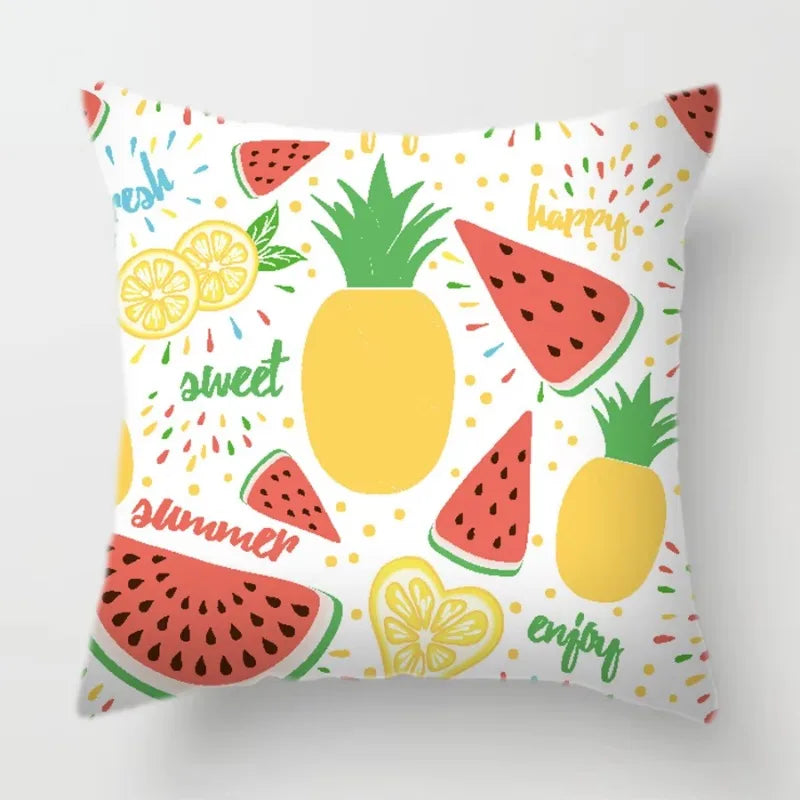Axyaa Tropical Fruits Cushion Cover Watermelon Pineapple Decorative Pillow Case