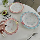 Axya Pink Ceramic Dinner Plate with Bow Knot, High Temp Resistant, Deep Dish
