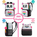 Axyaa Panda Backpack Set: Girls' PU Leather Bookbag, Lunch Bag, PenBag for School