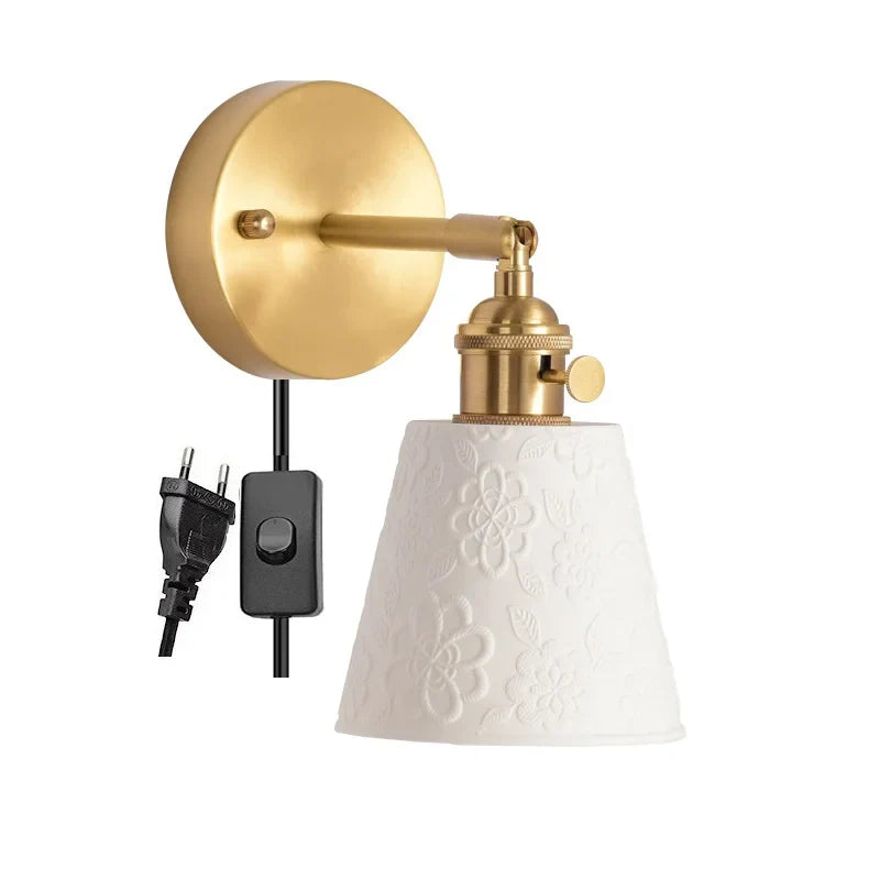 Axyaa White Ceramic LED Wall Sconce for Home Bedroom Living Room Bathroom Mirror