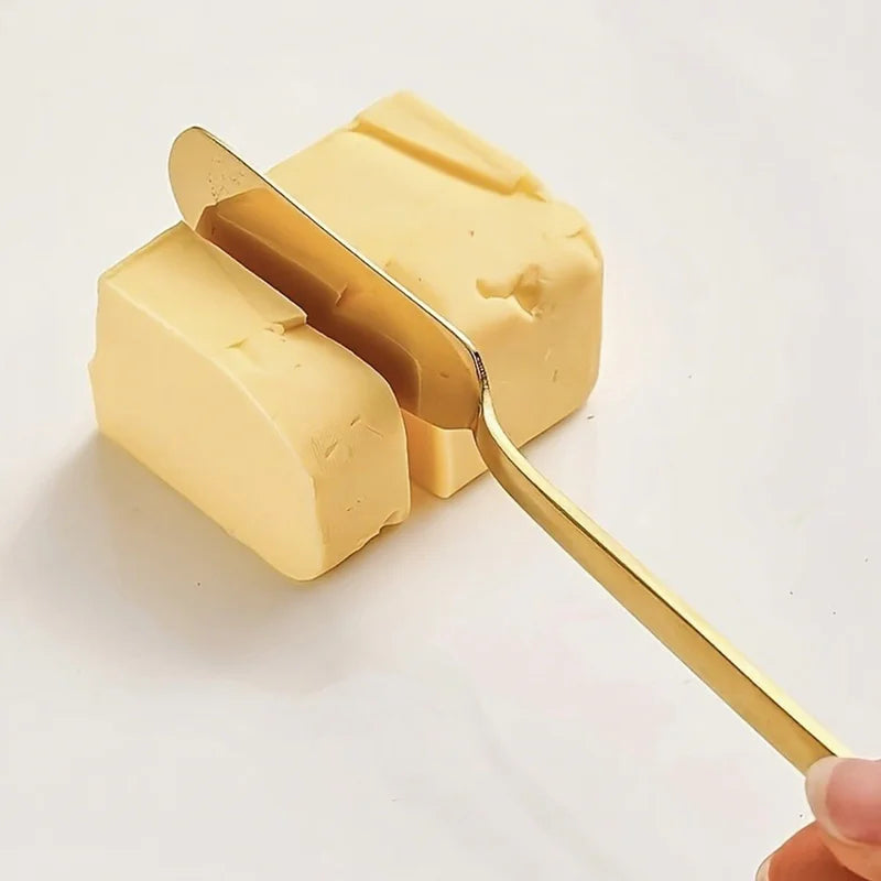 Axyaa Cheese Cutter & Golden Butter Knife Set