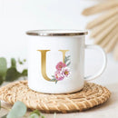 Floral Enamel Mugs: Vintage Design by Axyaa - Perfect for Coffee, Tea, and Desserts