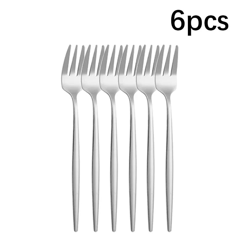 Axyaa 6/30pc Stainless Steel Western Cutlery Set Steak Knife Fork Spoon Coffee Dessert Fork