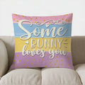 Easter Bunny Pillow Cover with Flowers and Eggs - Axyaa