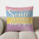 Easter Bunny Pillow Cover with Flowers and Eggs - Axyaa
