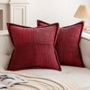 Axyaa Corduroy Boho Striped 18x18 Inch Throw Pillow Covers for Couch Sofa