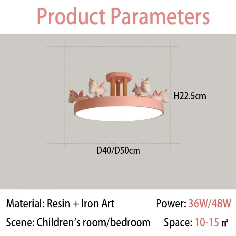 Axyaa Unicorn LED Bedroom Lamps for Kids' Room - Cute Resin Cartoon Lanterns