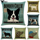 Axyaa Linen Pillowcase for Car Sofa Cushion Cover 45*45cm - Retro Dog Design