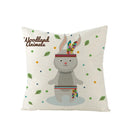 Axyaa Lovely Animals Linen Cushion Cover - Cute Bear Fox Deer Print