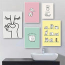 Axyaa Bathroom Yoga Funny Wall Canvas Art for Minimalist Home Decor