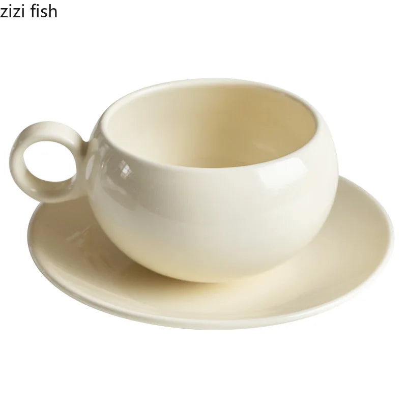 Axya Ceramic Mug Set: Solid Color Coffee Cup and Plate for Tea, Milk, Breakfast