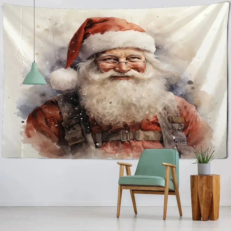 Axyaa Christmas Santa Claus Tapestry Background Cloth for Family Living Room Wall Decoration