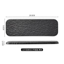 Axyaa  Rock Grain Ceramic Sashimi Plate - Black & White Long Plate