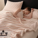 Axyaa Cozy Striped Flannel Throw Blanket - Ultra Soft Milk Velvet Plush Bedspread