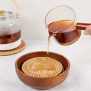 Axyaa Woven Rattan Tea Cushion Coasters - Handcrafted Natural Rattan Cup Mat & Hot Insulation Placemats