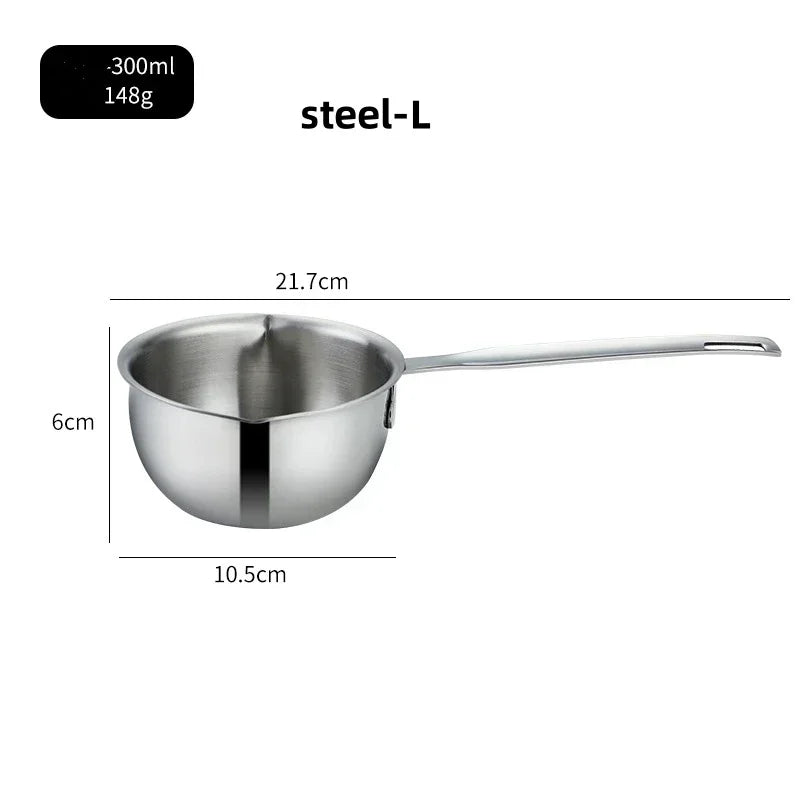 Axyaa Stainless Steel Oil Pot with Wooden/Steel Handle, Small Saucepan - Cooking Tools & Kitchen Accessories