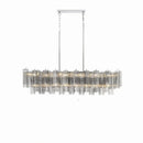 Axyaa Gold Silver Glass Tube Chandelier - Elegant Pendant Light for Dining Room