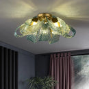Axyaa Peacock Blue Glass Flower Chandelier for Home Lighting