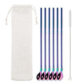 Axyaa Twisted Straw Spoon Set: 6pcs Reusable Stainless Steel Straws, Gold Tea Scoop, Black Dinnerware